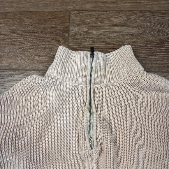 Edikted Chunky Quarter Zip Ribbed Cream Sweater Slouchy Size L Cozy Pullover - Picture 6 of 11